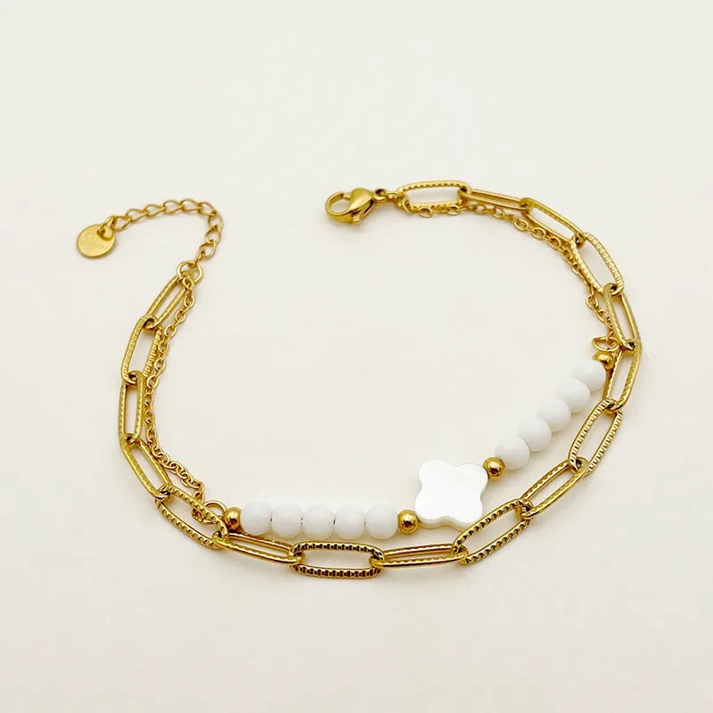 Bracelet trèfle blanc